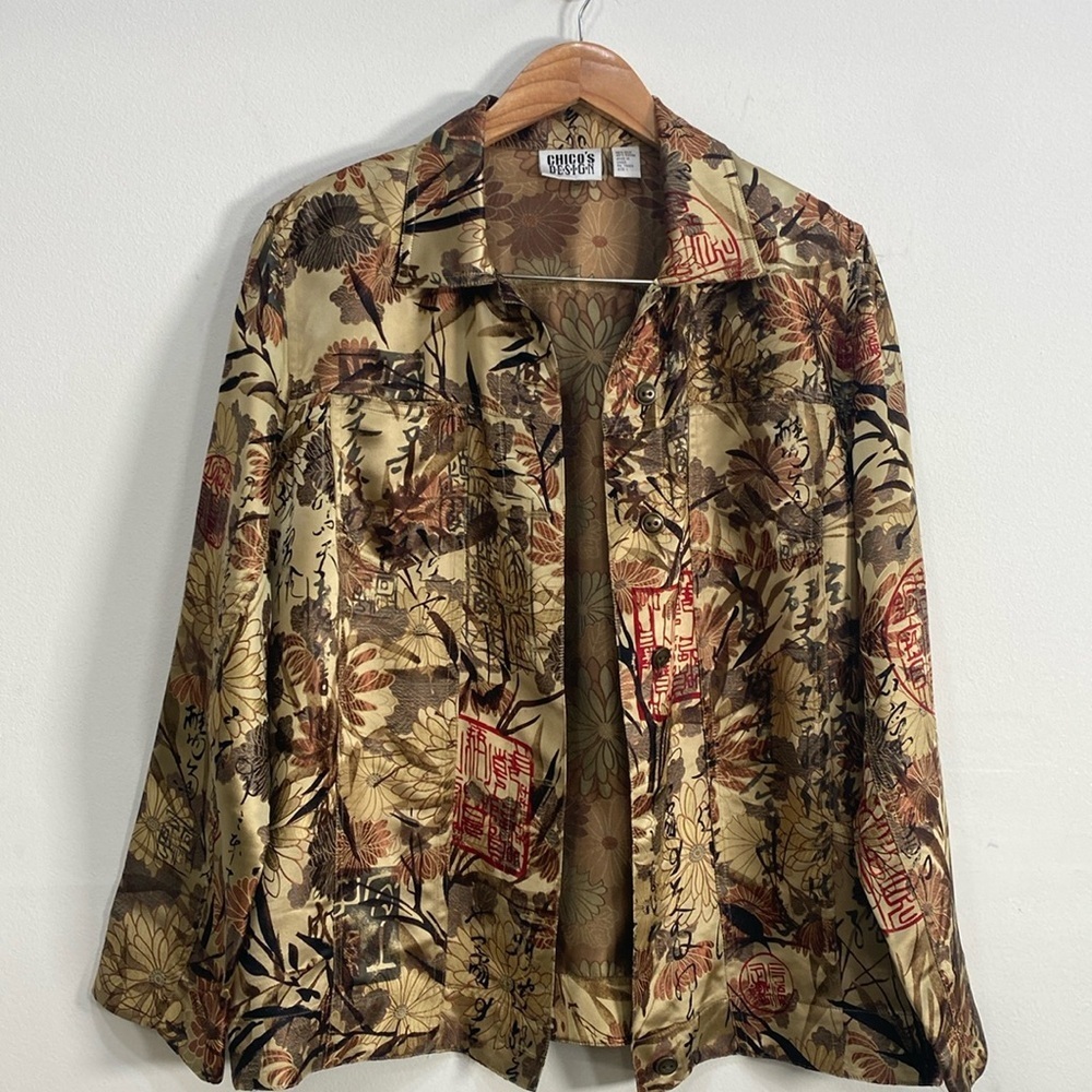 Chico's Asian Inspired Silk Blend Jacket M/8